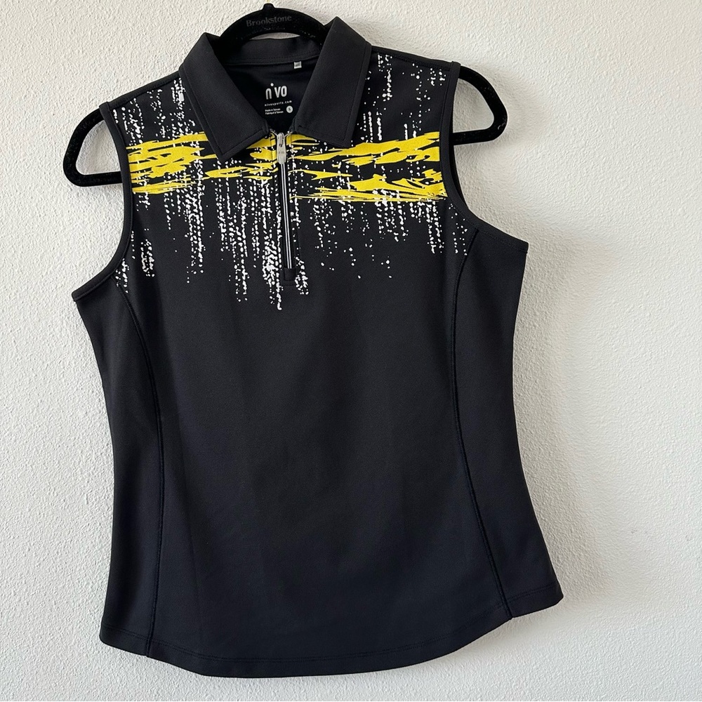 N'VO Activewear Top  Sz S Sleeveless Collared 1/4 Zip Stretch